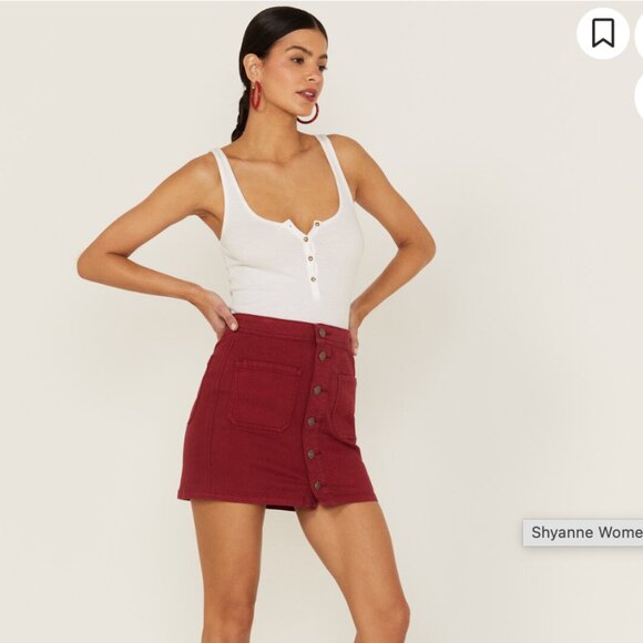 Shyanne Women's Button Front Denim Mini Skirt - Picture 1 of 5